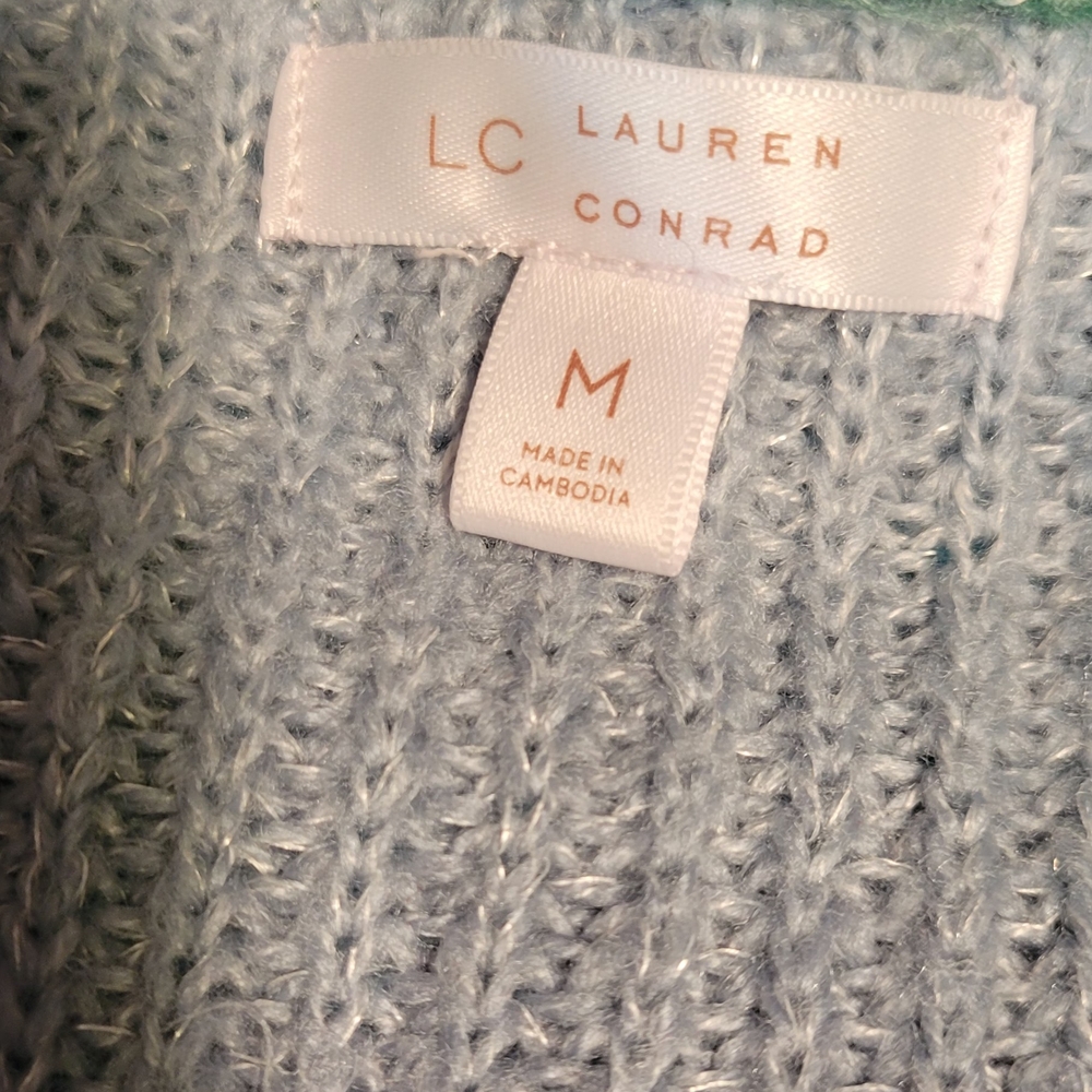 EUC Women's M Lauren Conrad Green and Blue Gradient Sweater - Picture 3 of 4